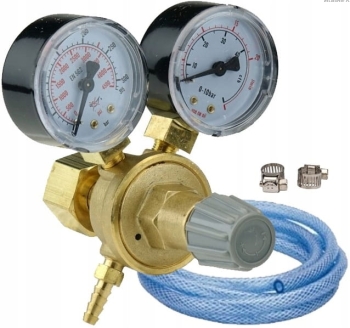 Reduktor gazu do spawarki migomatu ARGON CO2 2 manometry  + wąż + opaski