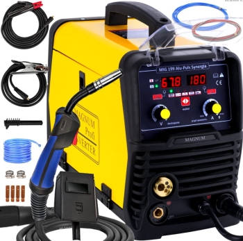 Spawarka inwertorowa Migomat MAGNUM MIG 199 ALU SYNERGIA 200A 230V MAG MMA 3w1 Półautomat Inwerterowy