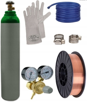 ZESTAW STARTOWY DO MIGOMATÓW - BUTLA ,DRUT SPAWALNICZY, REDUKTOR GAZU, RĘKAWICE SPAWALNICZE