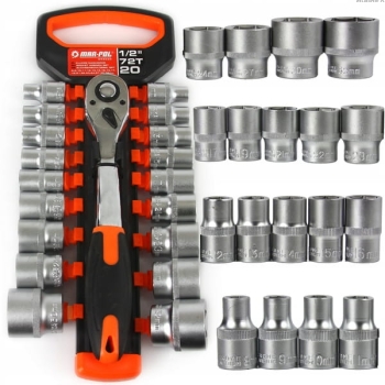 Zestaw kluczy nasadowych grzechotka 1/2 72 zęby MAR-POL M58205