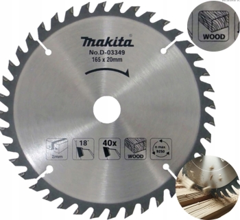 TARCZA DO PIŁY DO DREWNA MAKITA D-03349 T.C.T. 165x20mm 40Z 40 ZĘBY WIDIOWA
