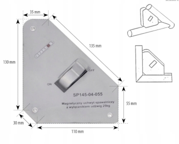 KĄTOWNIK MAGNETYCZNY SPARTUS 25KG Z WYŁĄCZNIKIEM