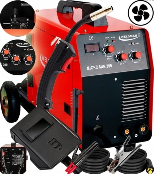 SPAWARKA INWERTOROWA MIGOMAT PÓŁAUTOMAT WELDMAN MICRO MIG 200 230V 200A MMA