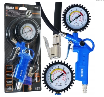 PISTOLET DO POMPOWANIA KÓŁ MANOMETR BLACK 16BAR 220PSI