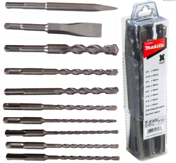 ZESTAW WIERTEŁ I DŁUT SDS-PLUS MAKITA 10 szt. D-46361 DO BETONU OD 5 DO 16