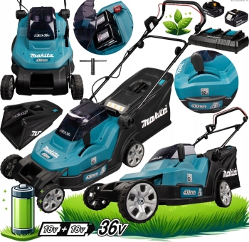 KOSIARKA Akumulatorowa MAKITA DLM432PT2 2x18V 43 cm KOSZ 50L CIĘCIE 20-75mm