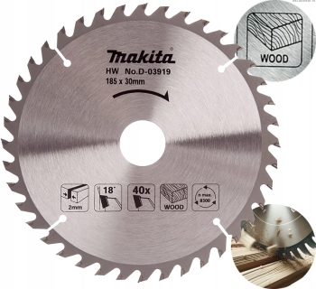 TARCZA DO PIŁY DO DREWNA MAKITA D-03919 T.C.T. 190x30mm 40Z 40 ZĘBY WIDIOWA