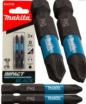KOŃCÓWKA WKRĘTAKOWA BIT PH2 CZARNY MAKITA Impact Black 50MM 2SZT. B-63725