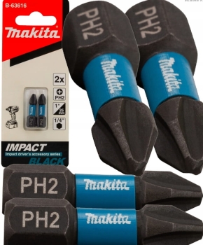 KOŃCÓWKA WKRĘTAKOWA BIT PH2 CZARNY MAKITA Impact Black 25MM 2SZT. B-63616