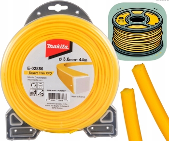 PROFESJONALNA NYLONOWA ŻYŁKA KWADRATOWA MAKITA 3,0mm 44m E-02886 TRWAŁA