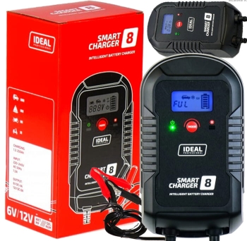 Prostownik inteligentny SAMOCHODOWY DO AKUMULATORA 6V 12V IDEAL SMART 8 LCD