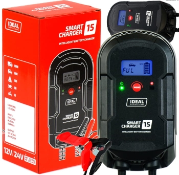 Prostownik inteligentny SAMOCHODOWY DO AKUMULATORA 6V 12V IDEAL SMART 15LCD