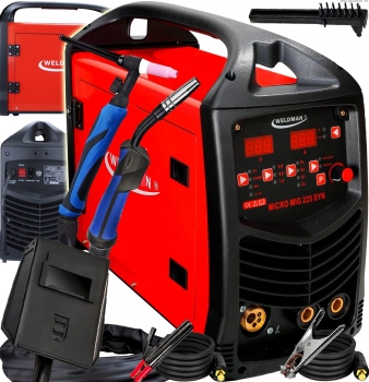 SPAWARKA INWERTOROWA MIGOMAT PÓŁAUTOMAT WELDMAN MICRO MIG 225 SYNERGY 230V