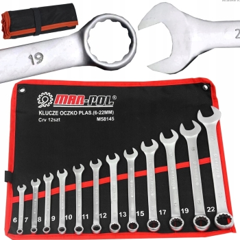 KLUCZE PŁASKIE PŁASKO OCZKOWE ZESTAW KLUCZY 6-22MM