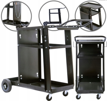 WÓZEK SPAWALNICZY MAGNUM Z 3 PÓŁKAMI PÓŁKA NA BUTLE MOCNA KONSTRUKCJA