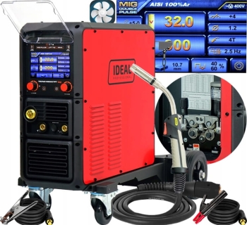 SPAWARKA INWERTOROWA PÓŁAUTOMAT IDEAL TECNO MIG 337 PULSE SYNERGIC LCD 4X4
