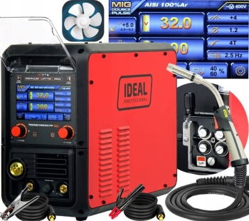 SPAWARKA INWERTOROWA PÓŁAUTOMAT IDEAL TECNO MIG 337 PULSE SYNERGIC LCD 4X4