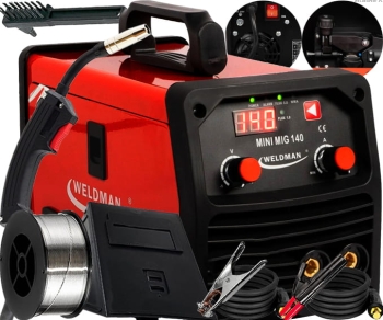 SPAWARKA INWERTOROWA MIGOMAT DO SPAWANIA BEZ GAZU WELDMAN MINI MIG 140 SYN