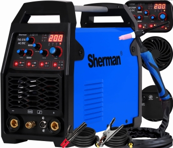 SPAWARKA TIG HF DO ALUMINIUM SHERMAN TIG 215P AC/DC 230V 200A PULS LED